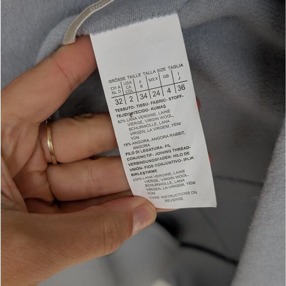 'S Max Mara Unito Angora Coat in Light Blue Virgin Wool, size 2 - Picture 9 of 11